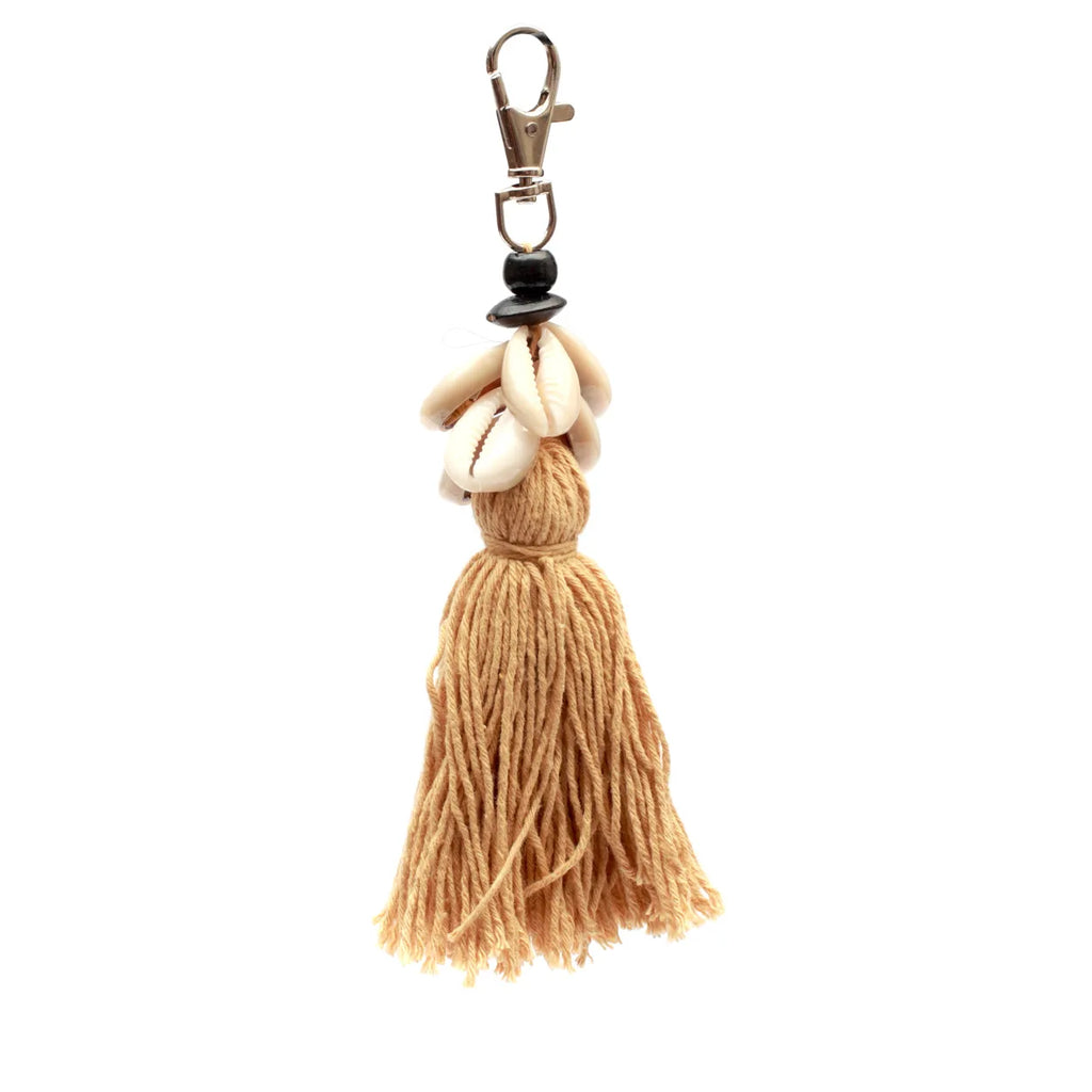 De Cowrie Tassel Sleutelhanger - Mokka