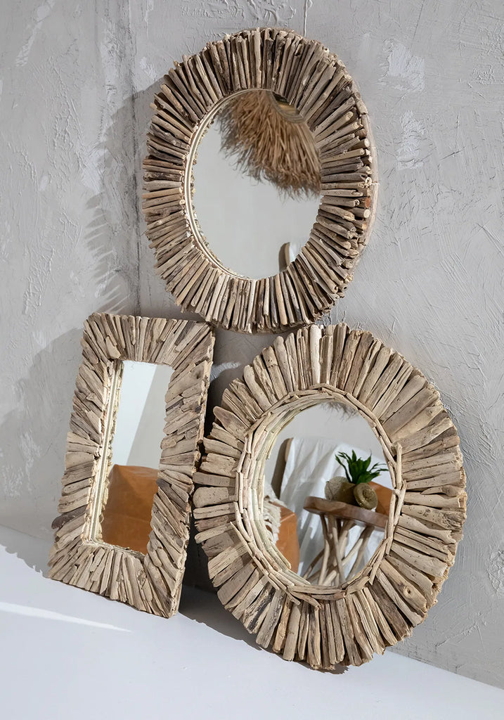 De Driftwood Halo Spiegel - Naturel - M