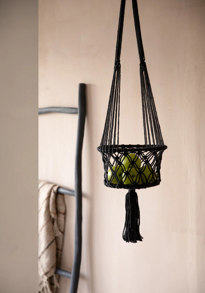 De Macrame Planthanger - Zwart - L