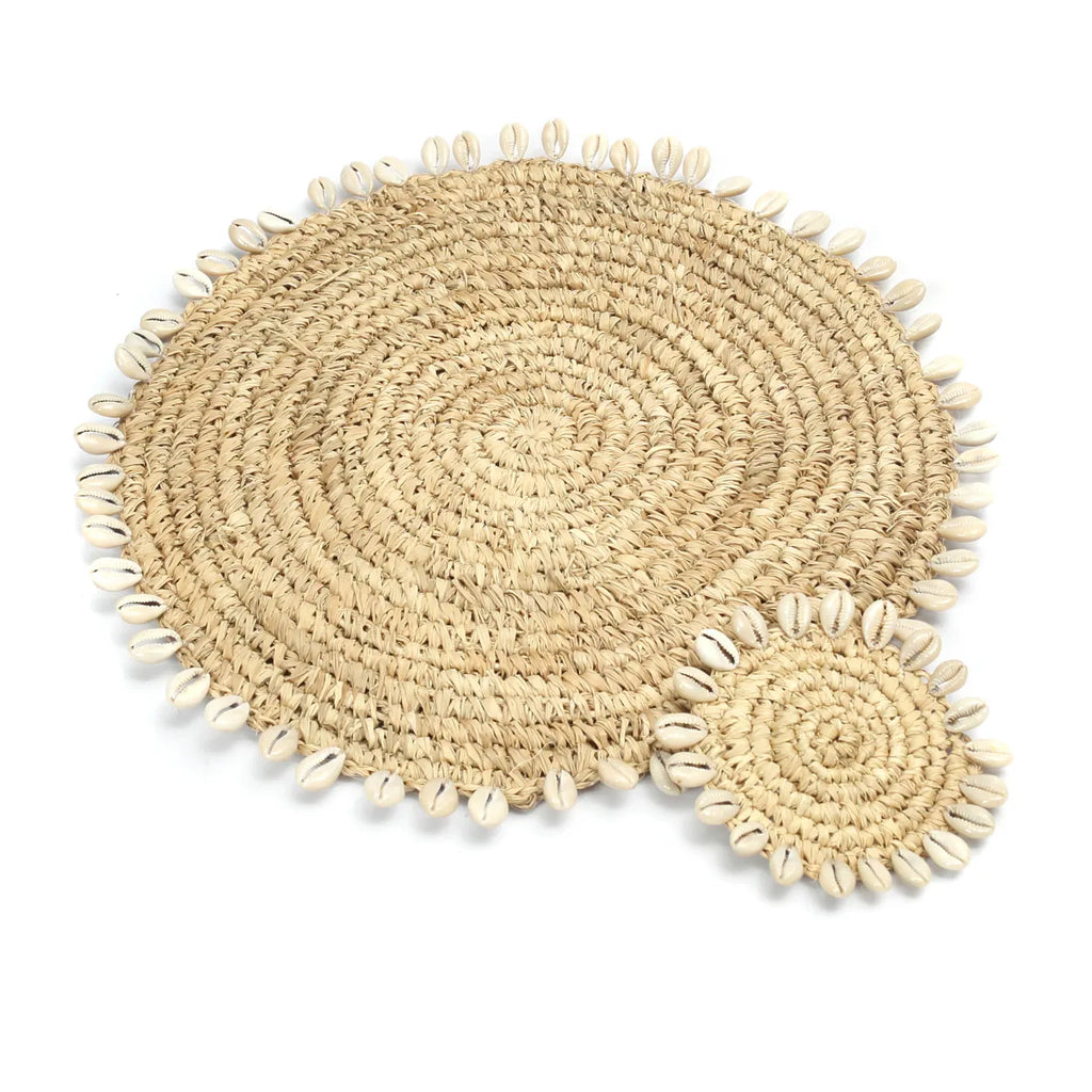 De Raffia Shell Onderzetter - Naturel